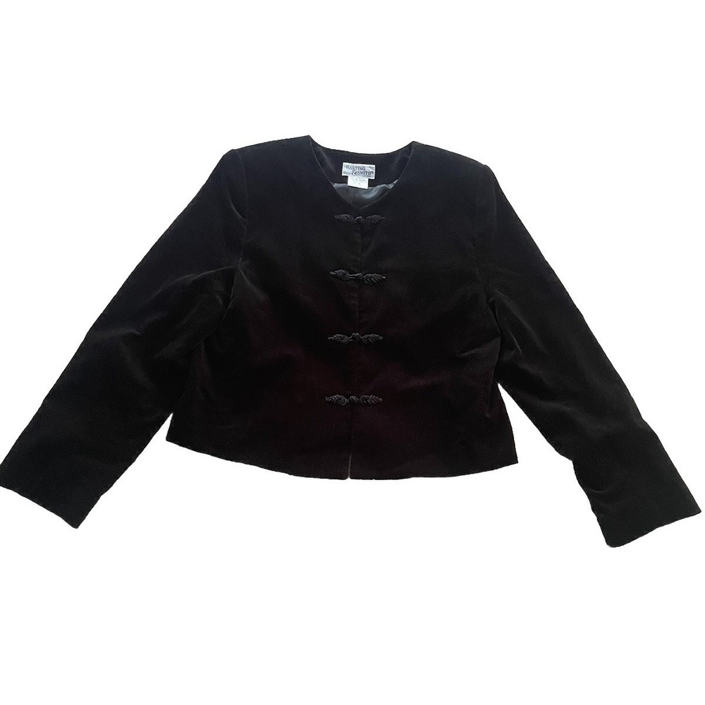 Hasting & Smith Black Velvety Feel Cotton Cardigan Decorative Buttons Sz 8 Small